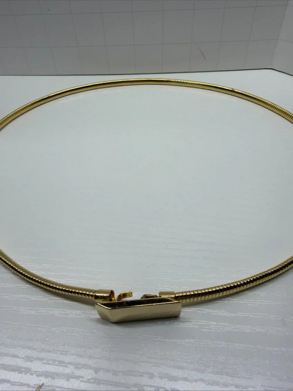 Vintage Gold Tone Skinny Stretch Snake Chain Belt Coil Disco Retro 70s 80s XS